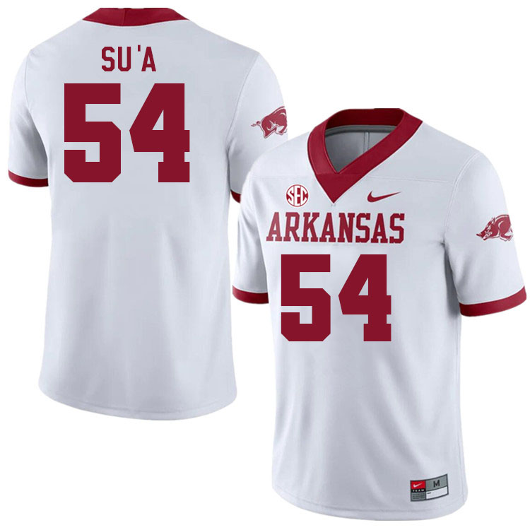 Men #54 Joey Su'a Arkansas Razorback College Football Jerseys Stitched Sale-Alternate White - Click Image to Close